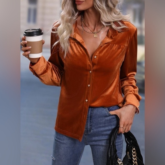 SHEIN Tops - shein size small orange long sleeve!